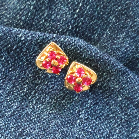 Kate Spade Myosotis Cross Flower Pink Stud Earrings - Picture 2 of 2